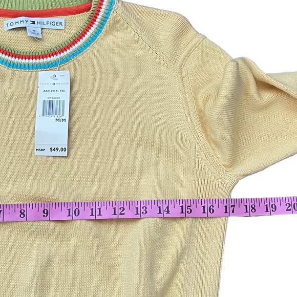 Tommy Hilfiger Vtg Y2K NOS Lightweight Knit Womens Yellow Crewneck Sweater Sz M - Picture 8 of 9